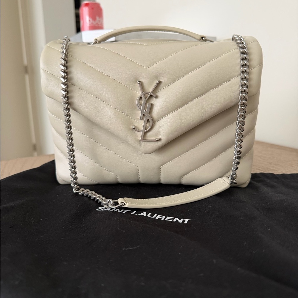 BRAND NEW | Saint Laurent Loulou Small Quilted Leather Shoulder Bag in Ivory